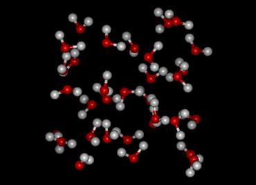 Reprsentation de la structure et de lassemblage des molcules deau  ltat liquide